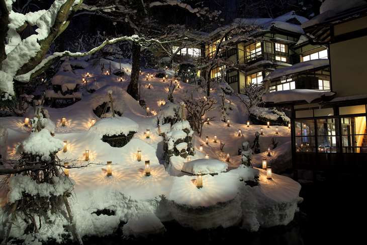 会津東山温泉 向瀧 雪見ろうそく